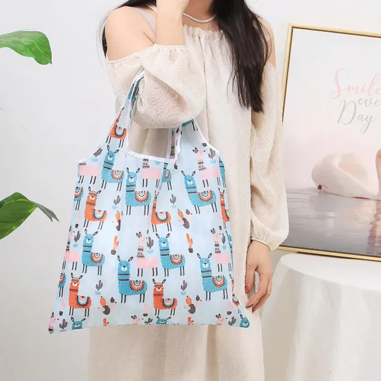 Nylon Reusable Waterproof Foldable Tote Bag Custom Recycled Polyester Fashion Foldable Shopping Bags