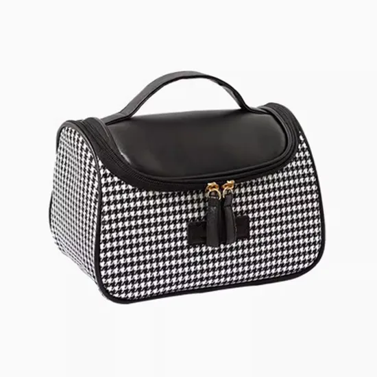 New Design Classic Makeup Bag Houndstooth Pattern Cosmetic Bag with PU Cover for Lady and Girls Fashion Tote Travel Storage Bag