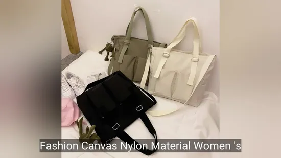 Fashion Canvas Nylon Material Women′s Shoulder Bag Canvas Bags Wholesale Waterproof Girls Messenger Tote Bag with Zipper