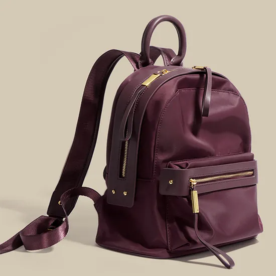 Emg7033 Female Mini Purse Fashion Fashionable Custom Logo Backpacks Travel Bag for Travelling Real Nylon Women Backpack Leather