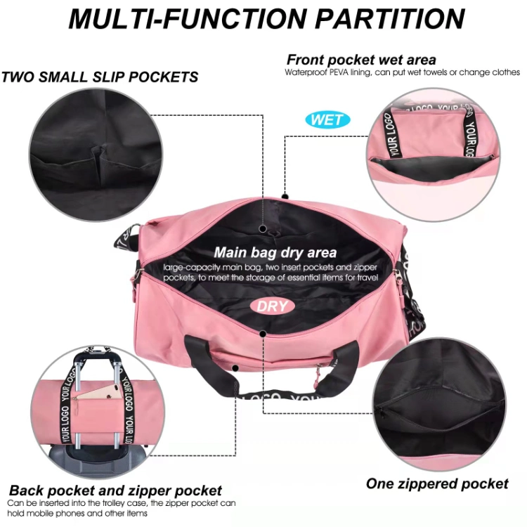 BSCI Manufacturer Customized Fitness Travel Bags High Quality Waterproof Nylon Women Sports Gym Duffel Bags