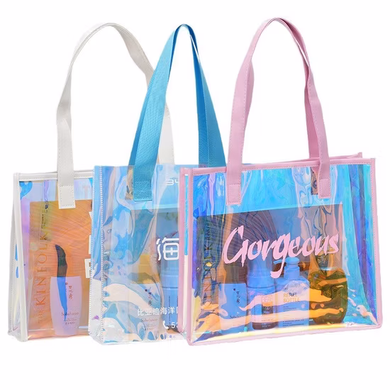 Promotional Fashion Metallic Silver Nylon Shopping Tote Bag
