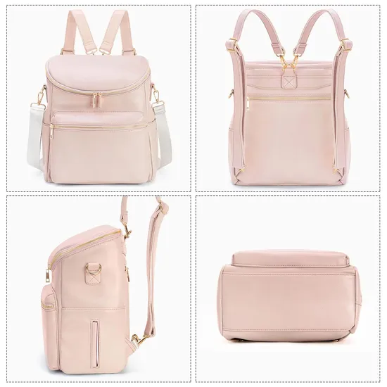 Baby Diaper Bag Backpack, Fashion PU Leather Mommy Backpacks with in Bag Organizer and Changing Pad 