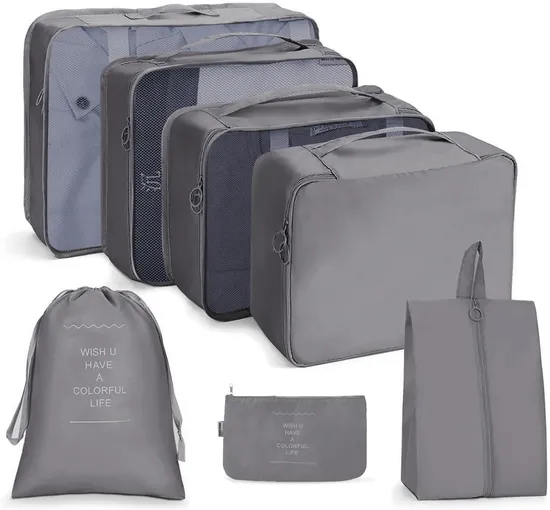 Compression Packing Made Easy with 7 Pack Travel Bag Organizer Set 