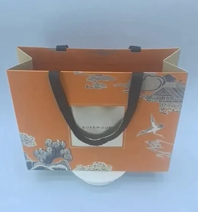 Custom Handbags Packing Bag Brown Kraft Print Paper Wine Craft Cosmetic Perfume Gift Packaging Bag coffee Shopping Promotion Bag 