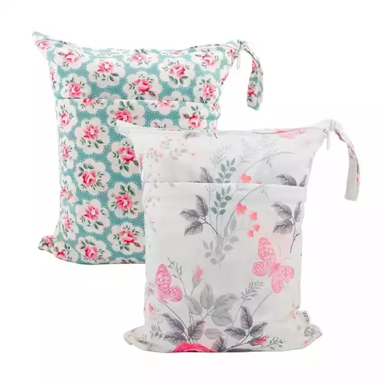 Double Pocket Wet Bag Baby Cloth Diaper Waterproof Reusable Diaper Size Mommy Dry Bag 
