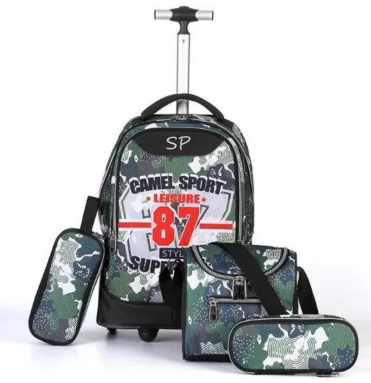 Wholesale Lightweight Kids Travel Trolley Bags with Lunch Bag Pencil Case Waterproof School Trolley Bag 