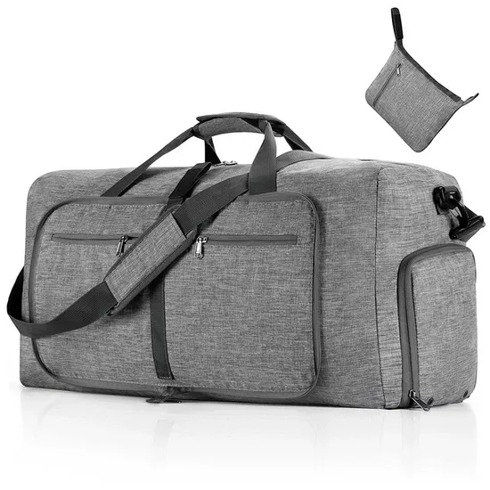 Large Packable Foldable Travel Duffle Bag with Shoes Compartment 