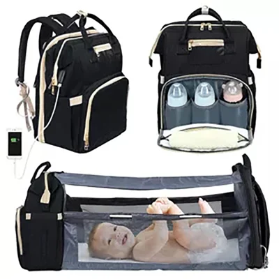 Multifunctional Travel Backpack Expandable Bassinet Baby Diaper Bed Mommy Bag